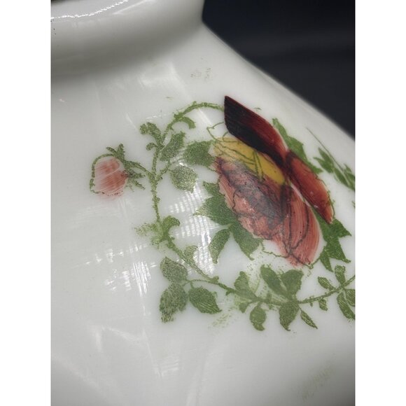 Antique Victorian Milk Glass Floral Syrup Pitcher Circa 1900 - Picture 7 of 15